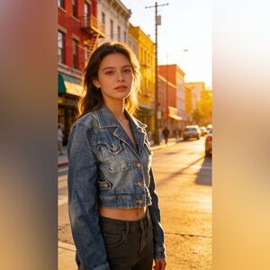 STS Sail to Sable Women’s Cropped Denim Jacket size Medium